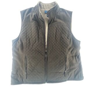 Karen Scott Quilted Vest‎ Fleece Lined Zip Front Pockets Brown XL